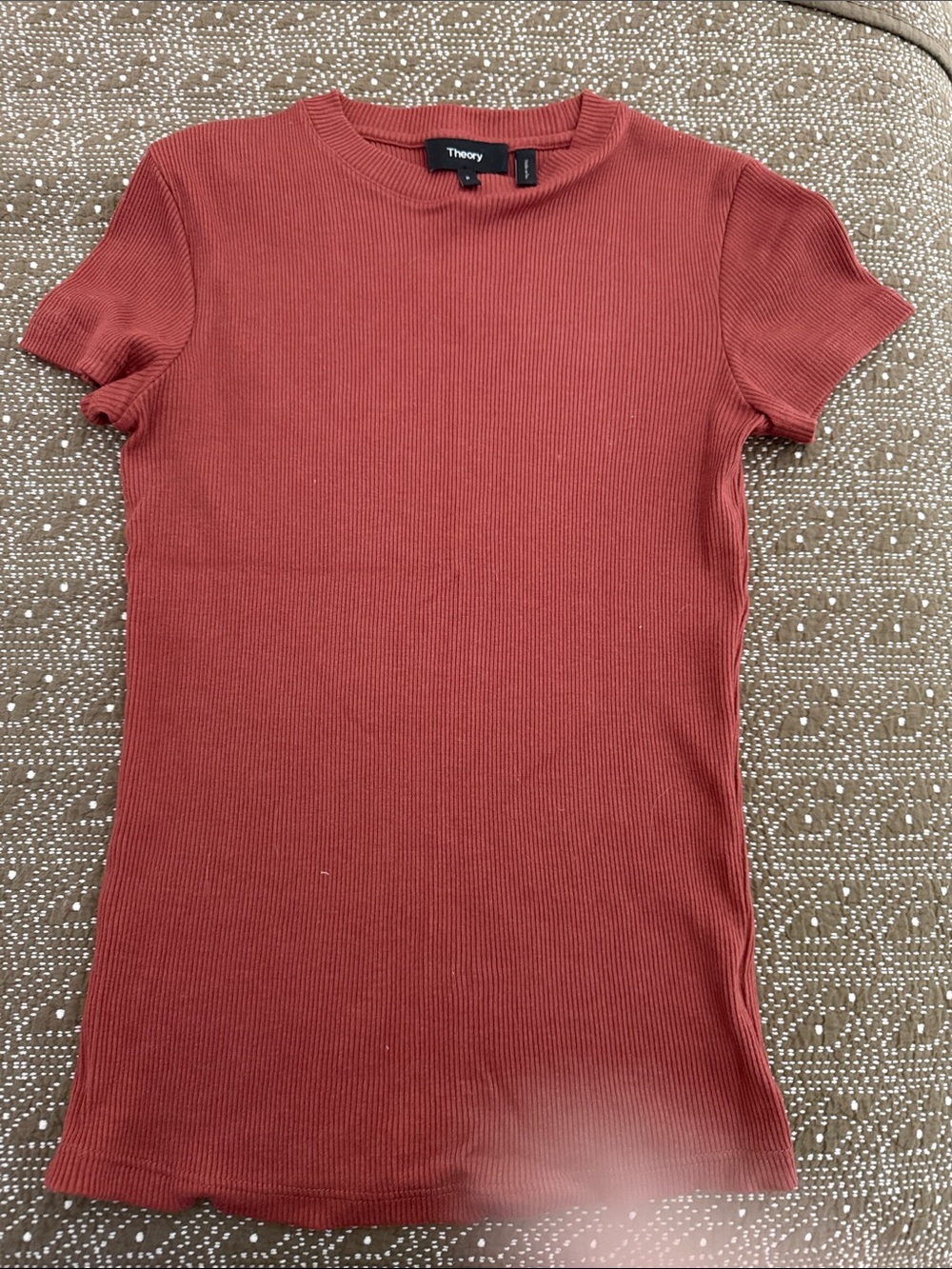 Theory Women's Short Sleeve Ribbed Tee - Rusty Red